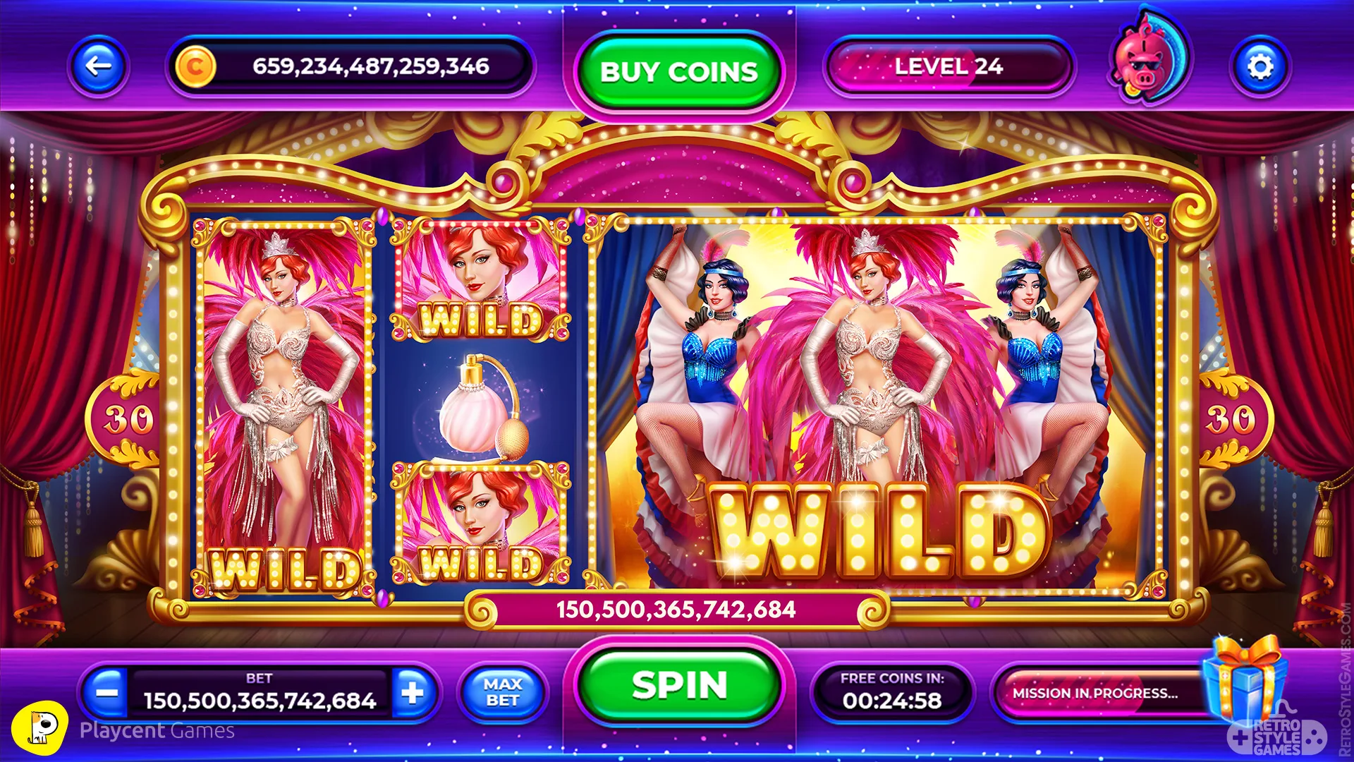 2D Slot Game Burlesque Nights Icons Cabaret Dancers