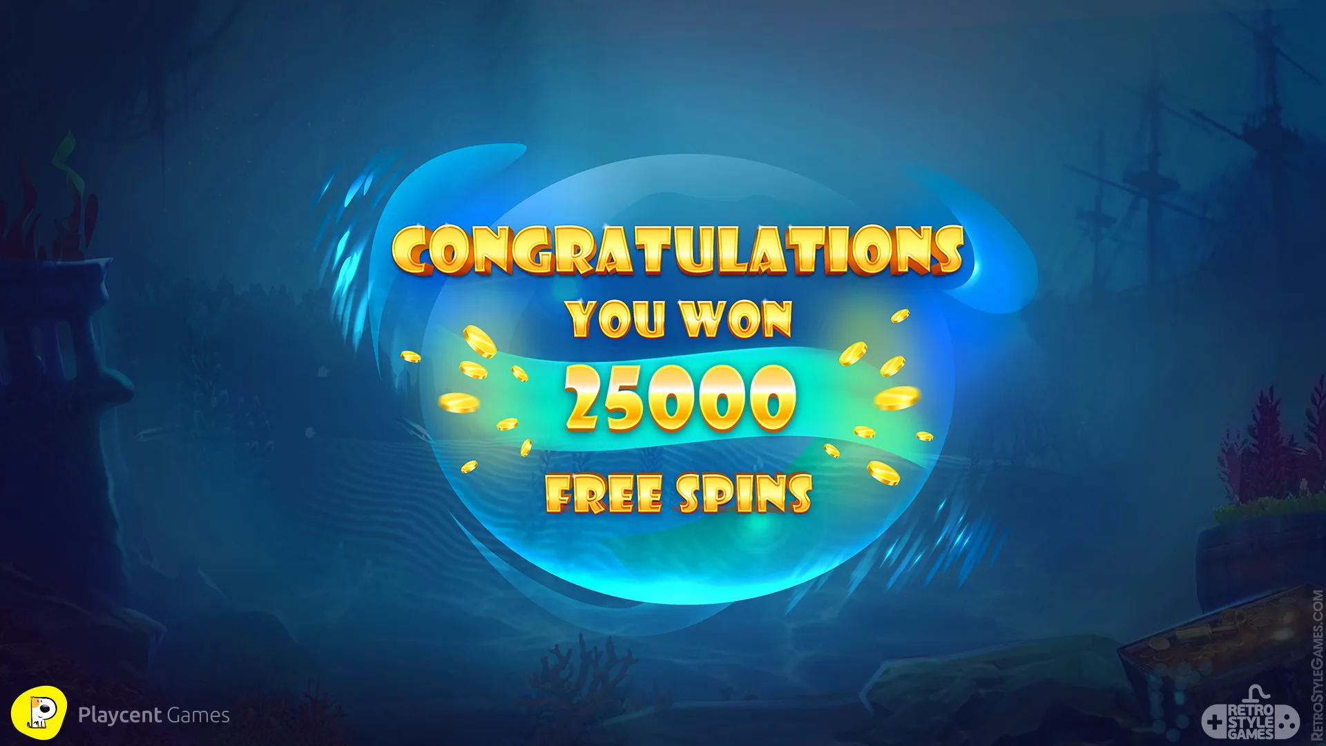 2D Slot Game Congratulation Theme Menu UI