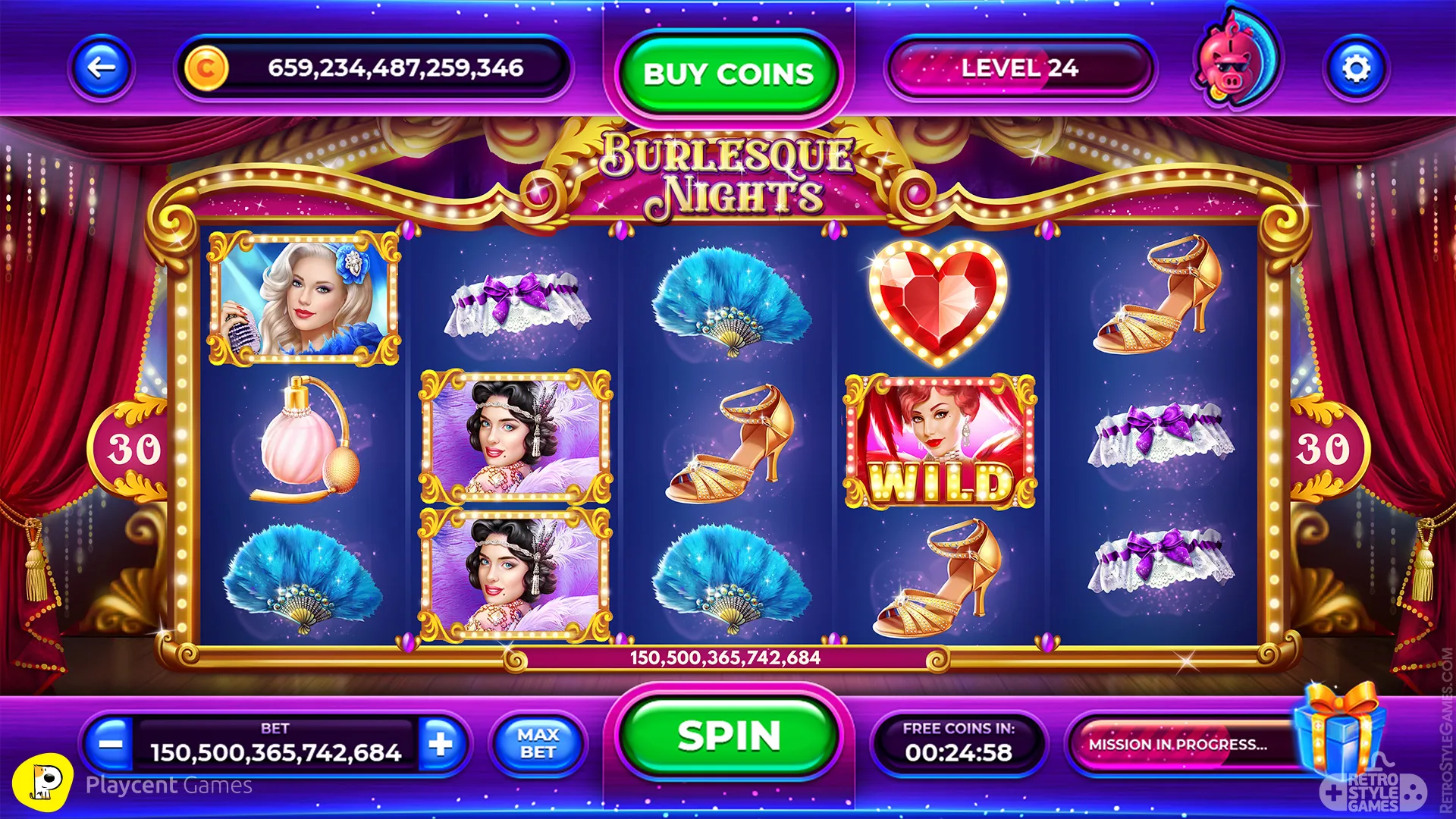 2D Slot Game Icons Cabaret Attributes