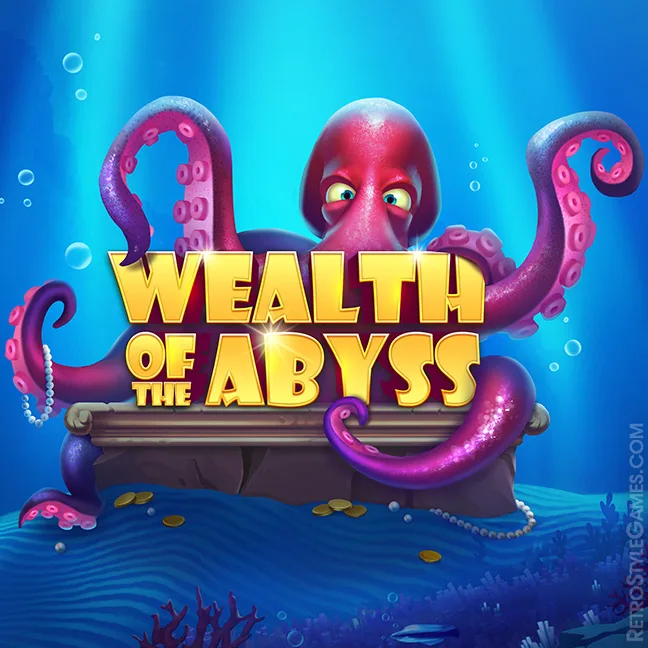 a cartoon octopus sitting on top of a chest, casino game logo design