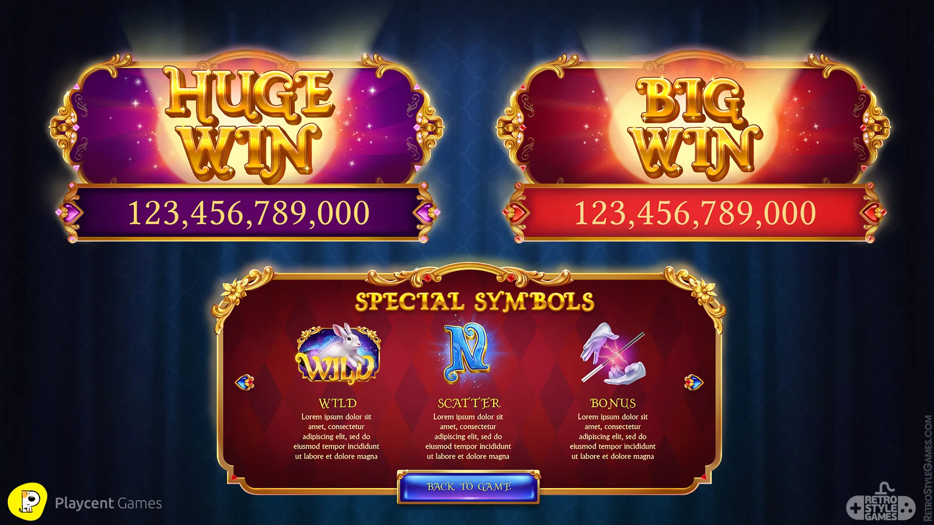 a casino slot machine with a big win sign, casino game UI design